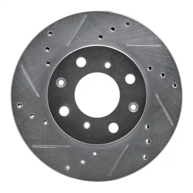 R1 90-00 Honda Civic DEL SOL Front Left Drilled & Slotted Silver Brake Rotor
