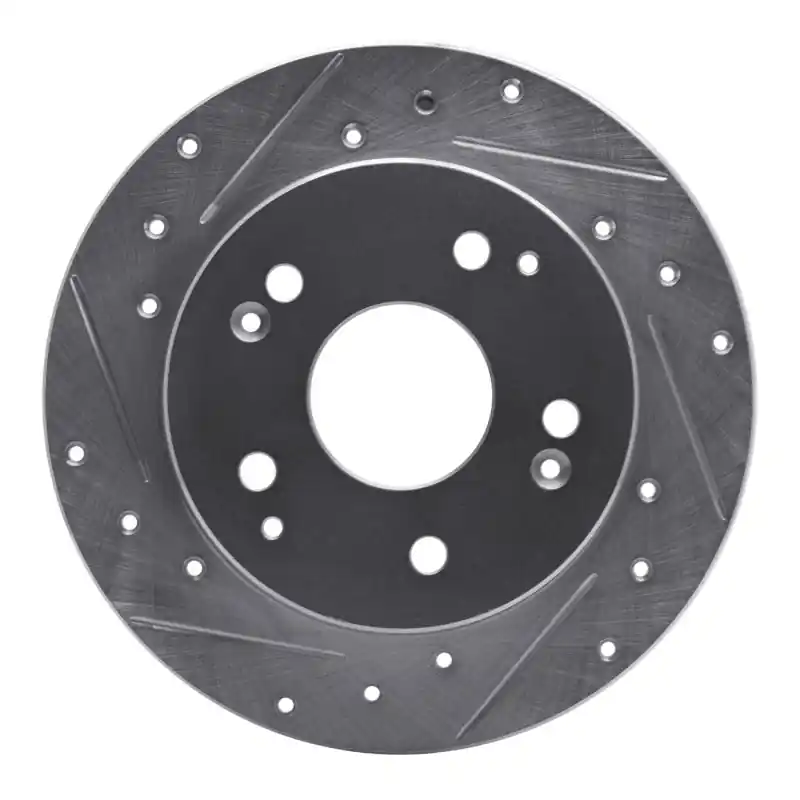 R1 97-01 Acura Integra Rear Left Drilled & Slotted Silver Brake Rotor