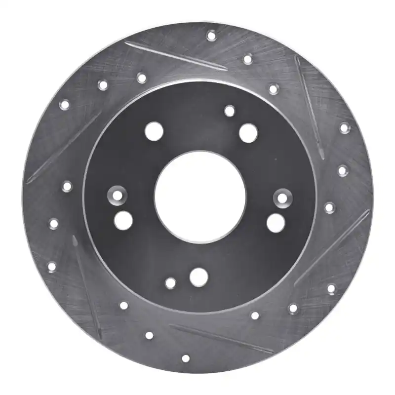 R1 97-01 Acura Integra Rear Right Drilled & Slotted Silver Brake Rotor