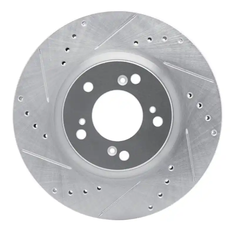 R1 00-09 Honda S2000 Front Left Drilled & Slotted Silver Brake Rotor
