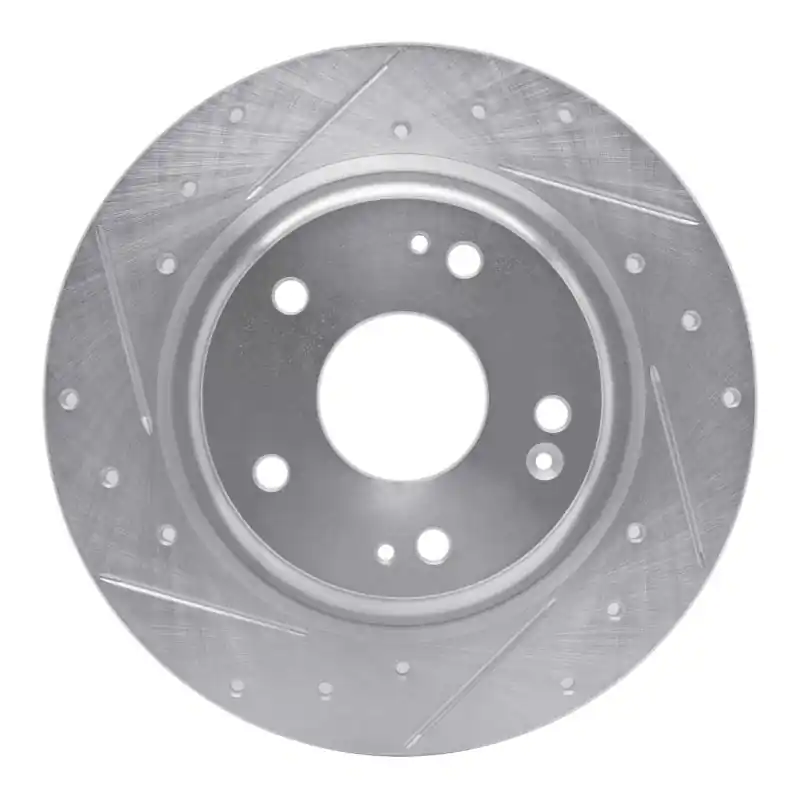 R1 17-20 Honda Civic Coupe Rear Left Drilled & Slotted Silver Brake Rotor