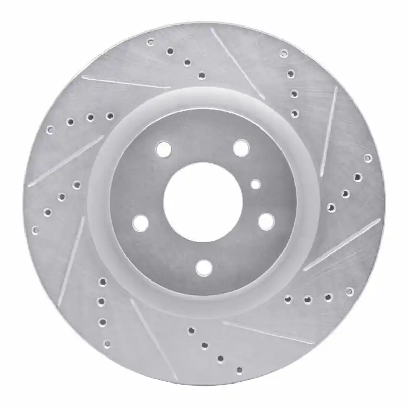 R1 03-08 Infiniti G35 Front Right Drilled & Slotted Silver Brake Rotor