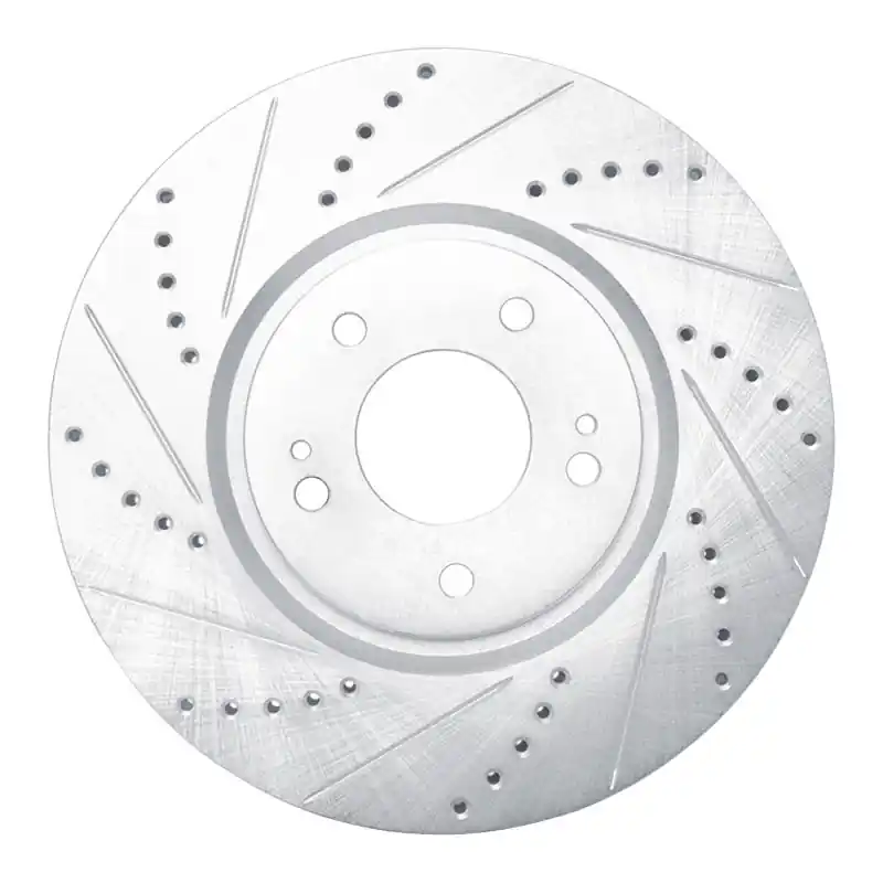 R1 03-06 Mitsubishi Lancer Front Left Drilled & Slotted Silver Brake Rotor
