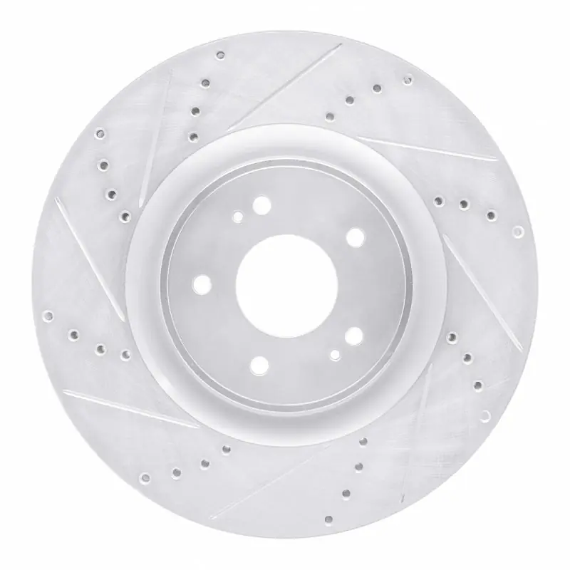 R1 08-15 Mitsubishi Lancer Front Left Drilled & Slotted Silver Brake Rotor