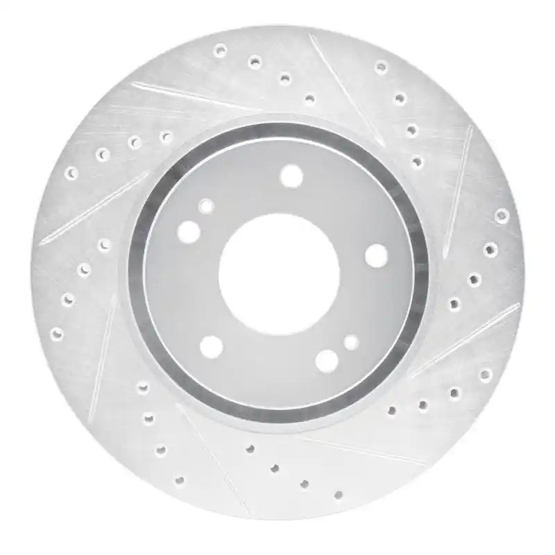 R1 09-15 Mitsubishi Lancer Front Right Drilled & Slotted Silver Brake Rotor