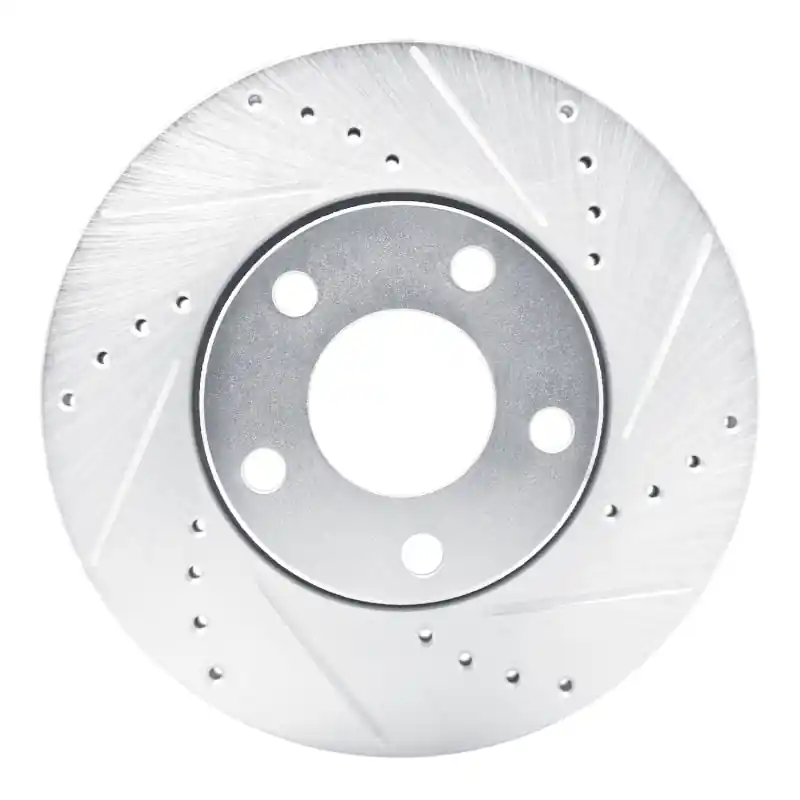 R1 90-97 Audi S6 Front Right Drilled & Slotted Silver Brake Rotor