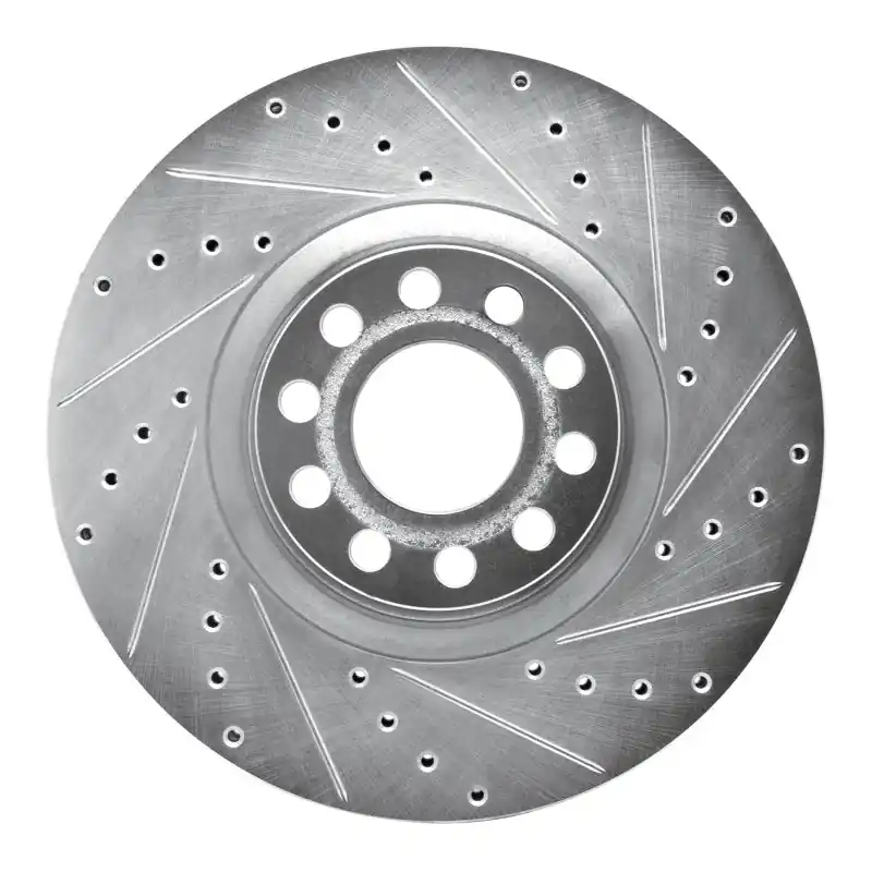 R1 99-04 Audi S6 Front Right Drilled & Slotted Silver Brake Rotor