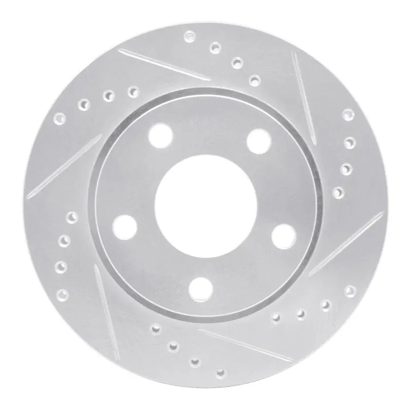 R1 00-02 Audi S4 Rear Right Drilled & Slotted Silver Brake Rotor