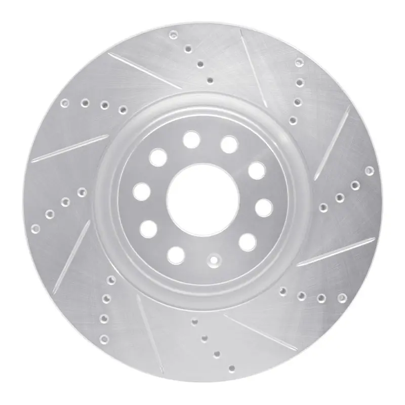 R1 2012-2025 Audi TTS Quattro Front Right Drilled & Slotted Silver Brake Rotor