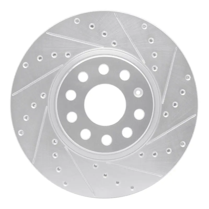 R1 05-25 Audi A3 Quattro Front Right Drilled & Slotted Silver Brake Rotor