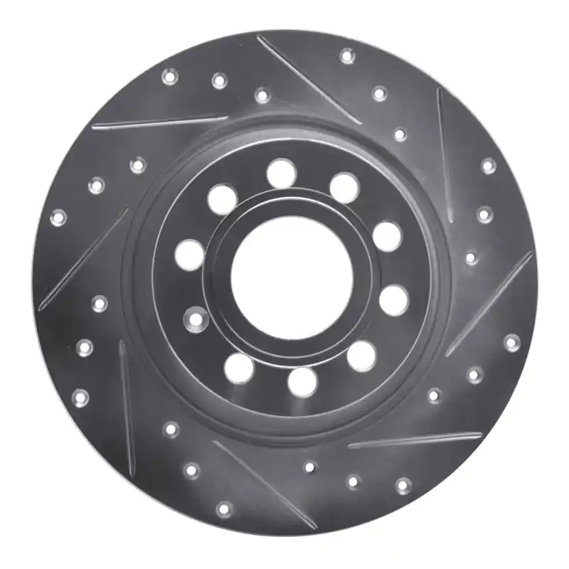 R1 05-18 Audi Q3 Rear Right Drilled & Slotted Silver Brake Rotor