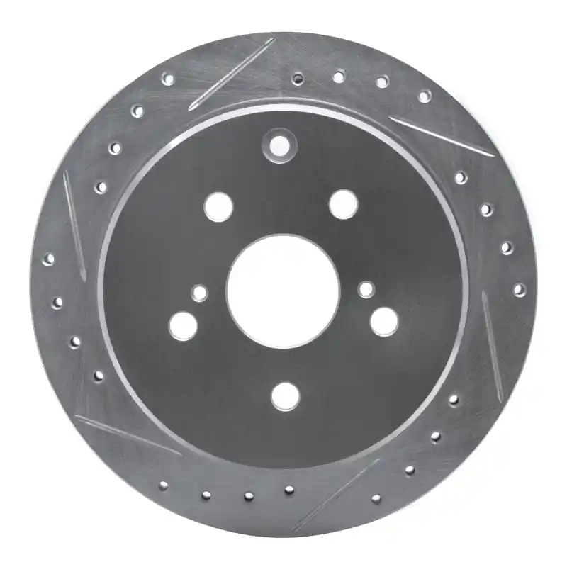 R1 86-97 Toyota Previa Rear Left Drilled & Slotted Silver Brake Rotor