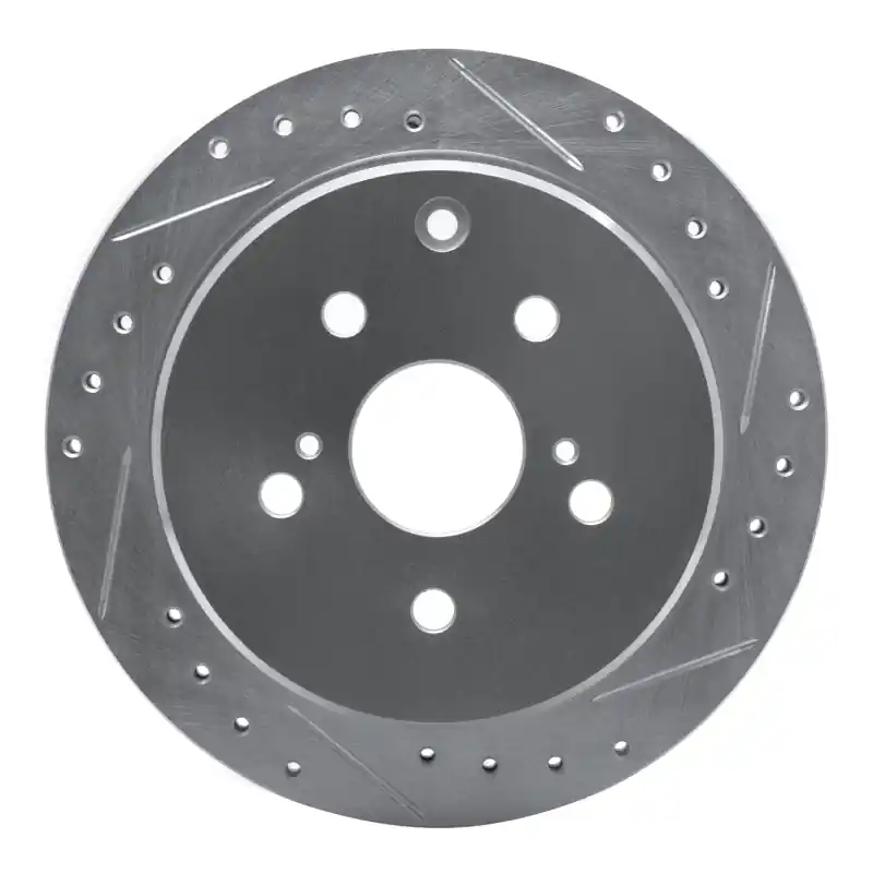 R1 86-97 Toyota Previa Rear Right Drilled & Slotted Silver Brake Rotor