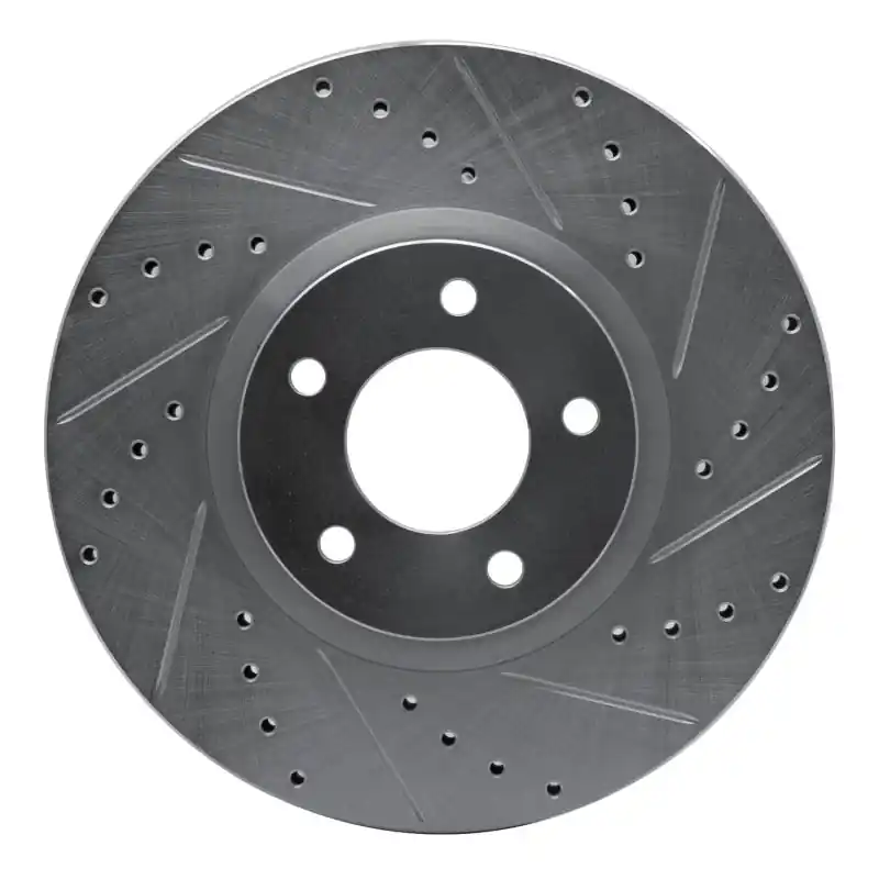 R1 07-13 Mazda 3 Front Right Drilled & Slotted Silver Brake Rotor