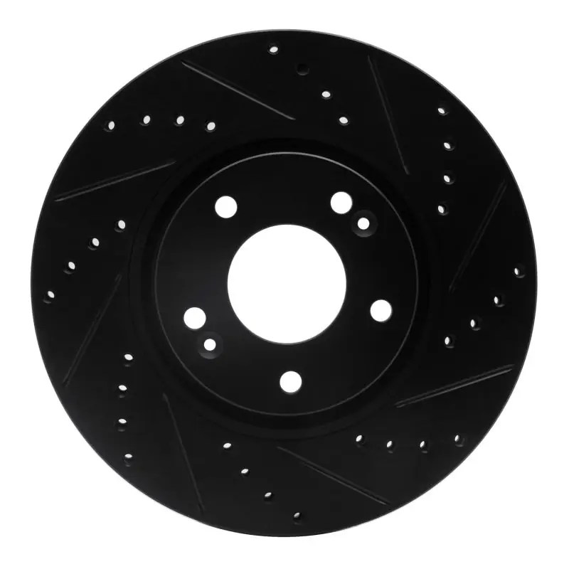 R1 05-24 Hyundai Tucson Front Right Drilled & Slotted Black Brake Rotor