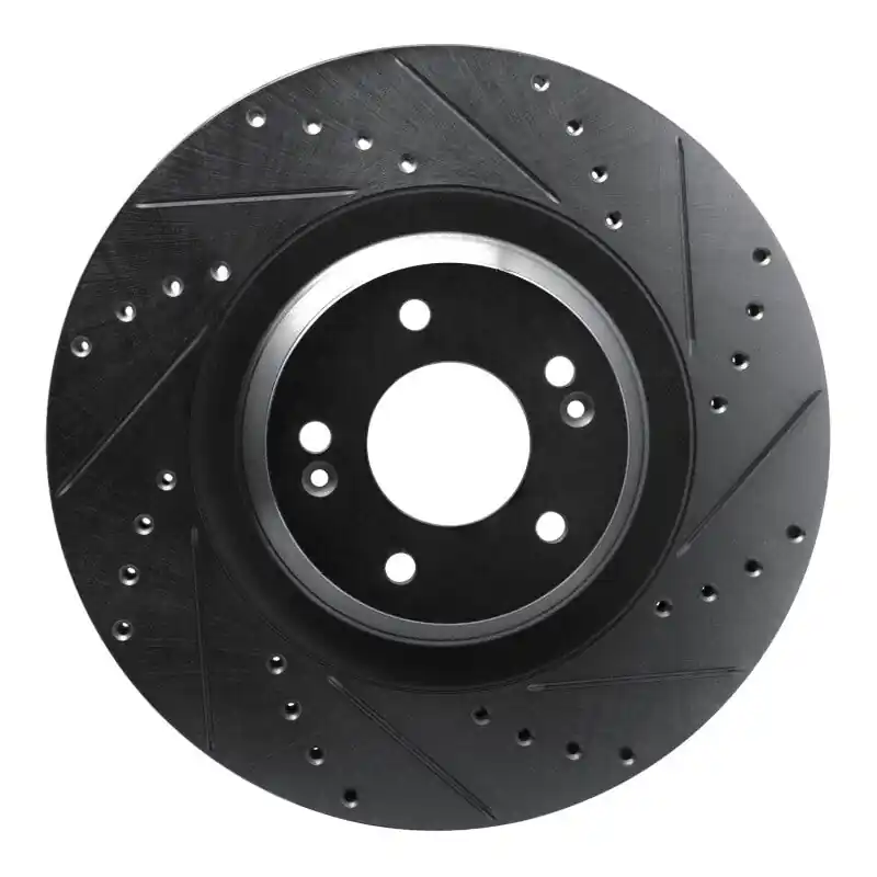 R1 -22 Hyundai Veloster N Front Right Drilled & Slotted Black Brake Rotor