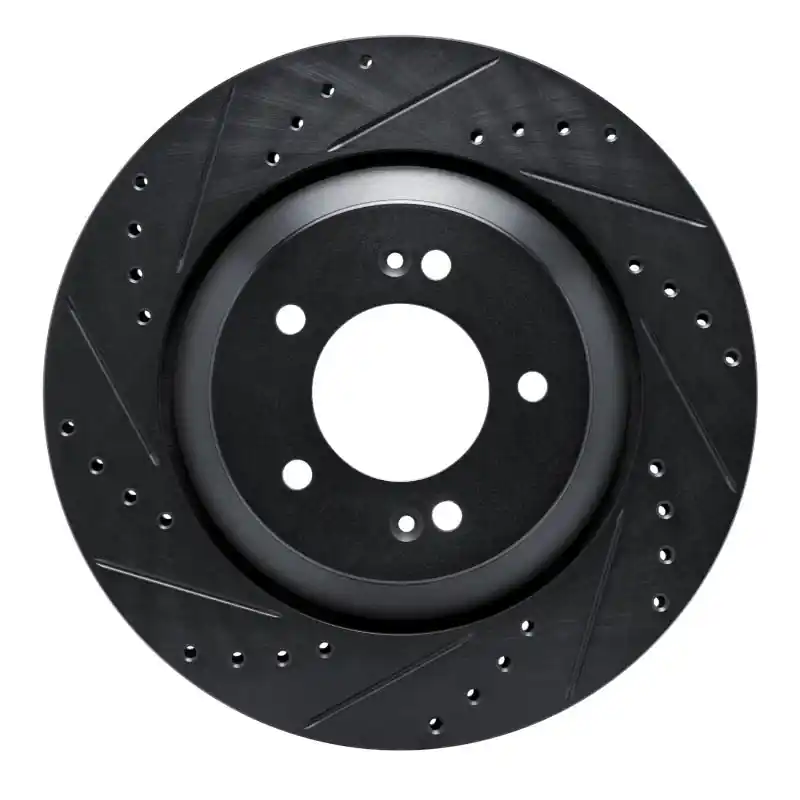 R1 2019-2025 Hyundai Elantra N Rear Left Drilled & Slotted Black Brake Rotor
