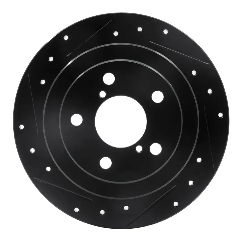 R1 90-08 Saab 9-2X Rear Left Drilled & Slotted Black Brake Rotor
