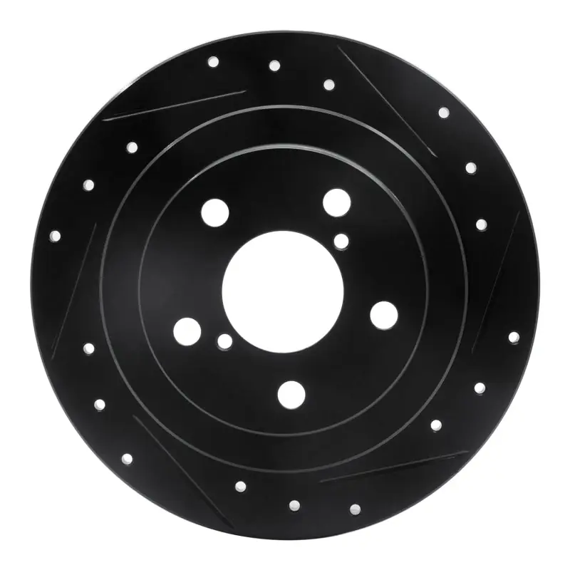 R1 90-08 Saab 9-2X Rear Right Drilled & Slotted Black Brake Rotor