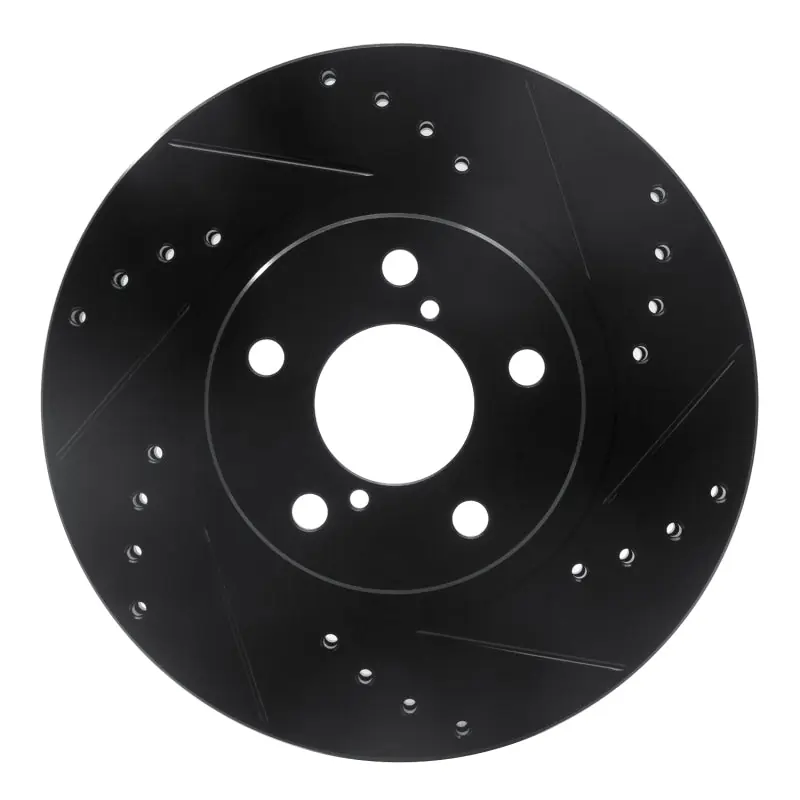 R1 90-16 Saab 9-2X Front Right Drilled & Slotted Black Brake Rotor