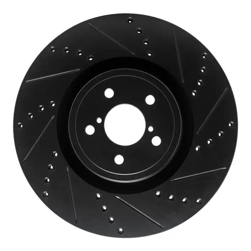 R1 03-25 Subaru Impreza Front Right Drilled & Slotted Black Brake Rotor