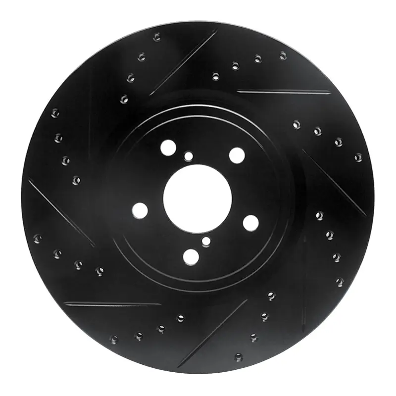 R1 05-18 Subaru Outback Front Left Drilled & Slotted Black Brake Rotor