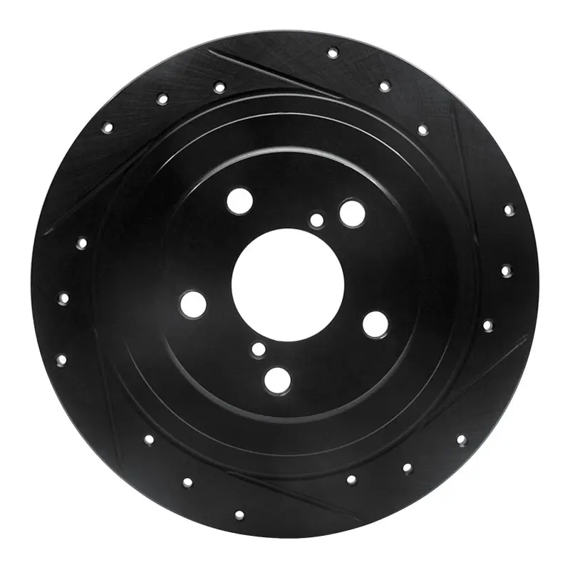 R1 00-06 Subaru BAJA Rear Right Drilled & Slotted Black Brake Rotor