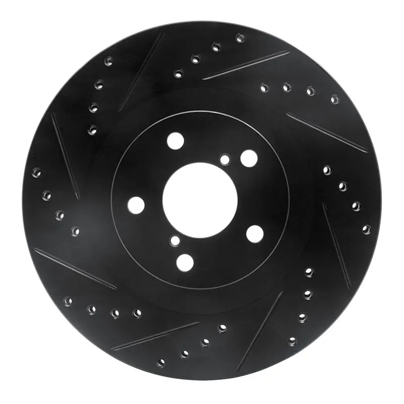R1 01-08 Saab 9-2X Front Left Drilled & Slotted Black Brake Rotor