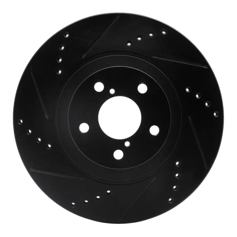 R1 04-25 Scion FR-S Front Left Drilled & Slotted Black Brake Rotor