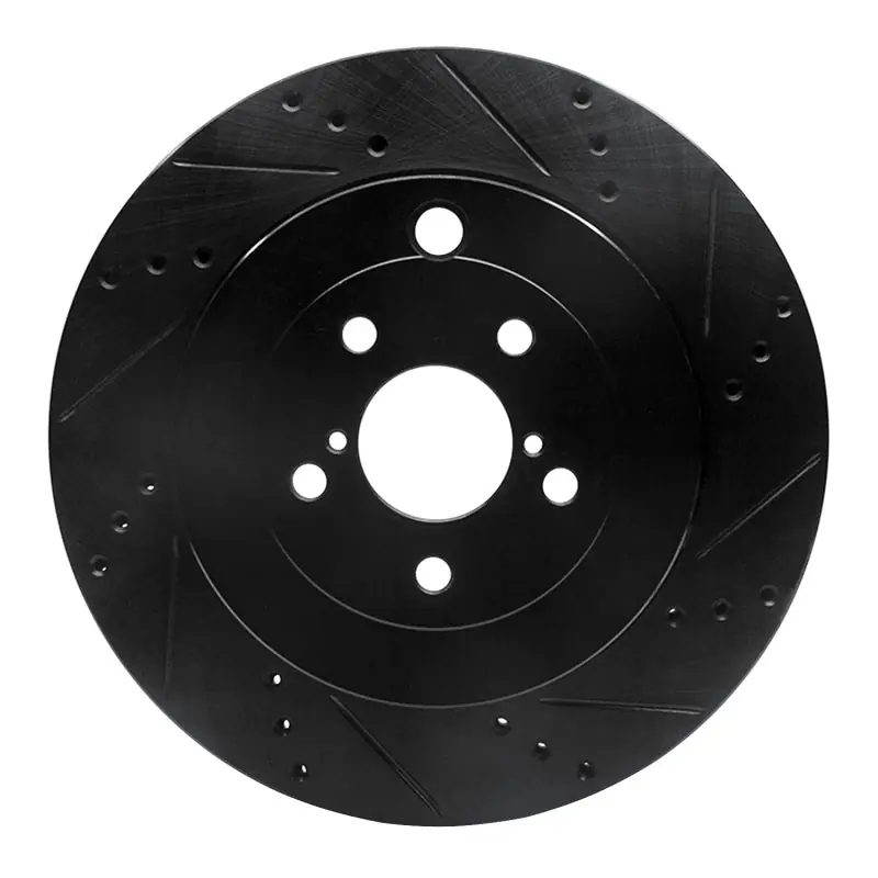 R1 17-25 Subaru BRZ Rear Right Drilled & Slotted Black Brake Rotor