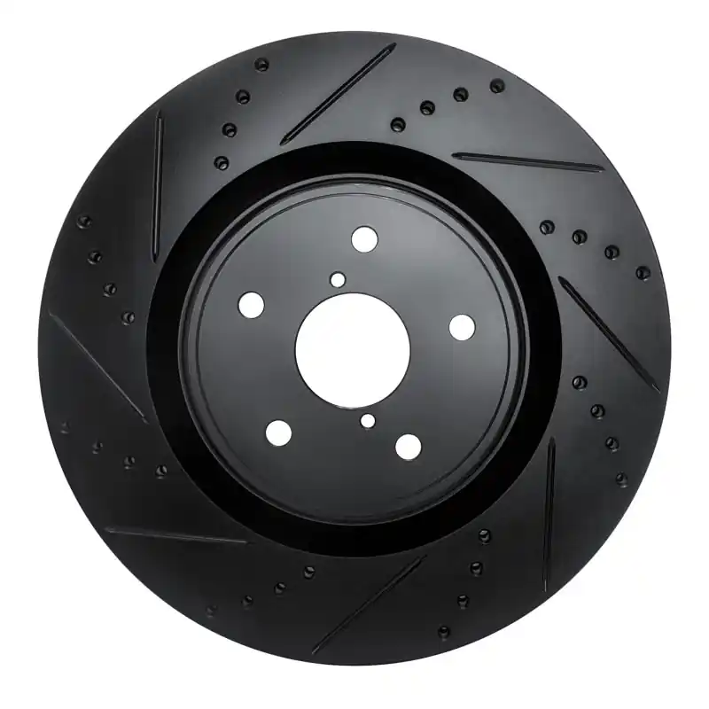 R1 18-25 Subaru WRX Front Left Drilled & Slotted Black Brake Rotor