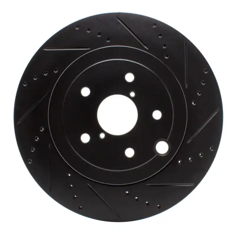 R1 18-25 Subaru WRX Rear Right Drilled & Slotted Black Brake Rotor