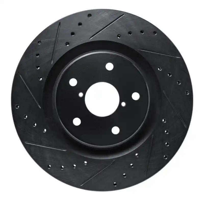 R1 20-25 Subaru WRX Front Left Drilled & Slotted Black Brake Rotor