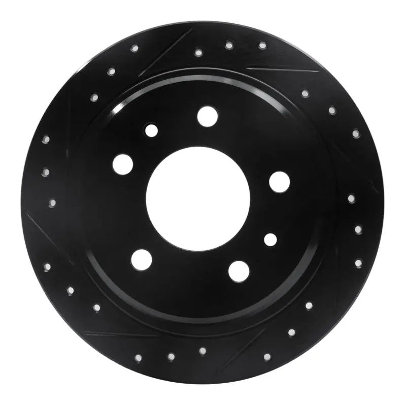 R1 82-89 BMW 633CSI Rear Left Drilled & Slotted Black Brake Rotor