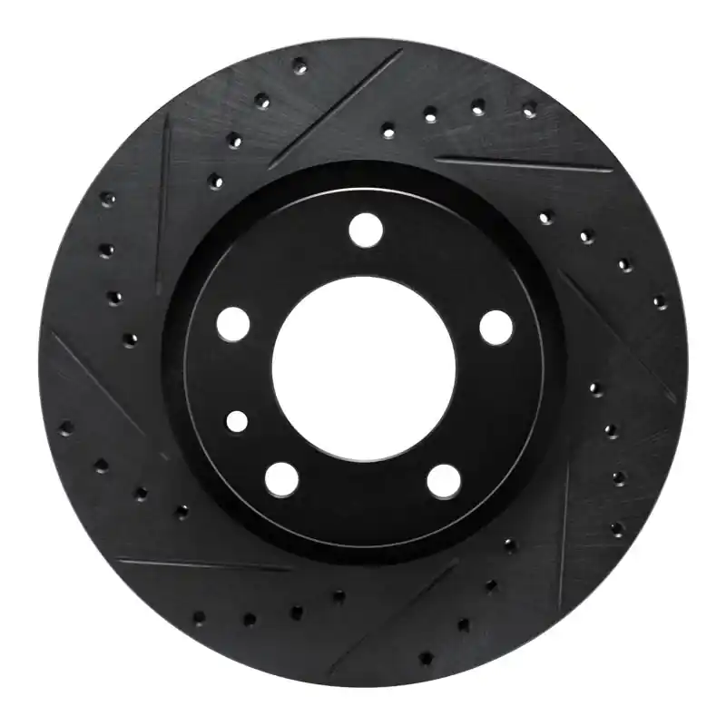 R1 87-88 BMW M5 Front Left Drilled & Slotted Black Brake Rotor