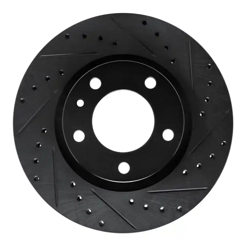 R1 87-88 BMW M6 Front Right Drilled & Slotted Black Brake Rotor