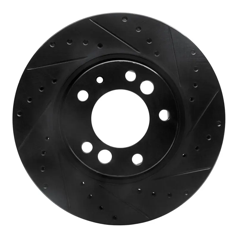 R1 91-93 BMW M5 Front Right Drilled & Slotted Black Brake Rotor