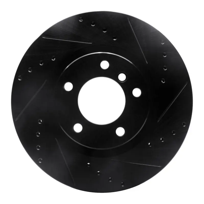 R1 95-02 BMW M3 Left Front Drilled & Slotted Black Brake Rotor