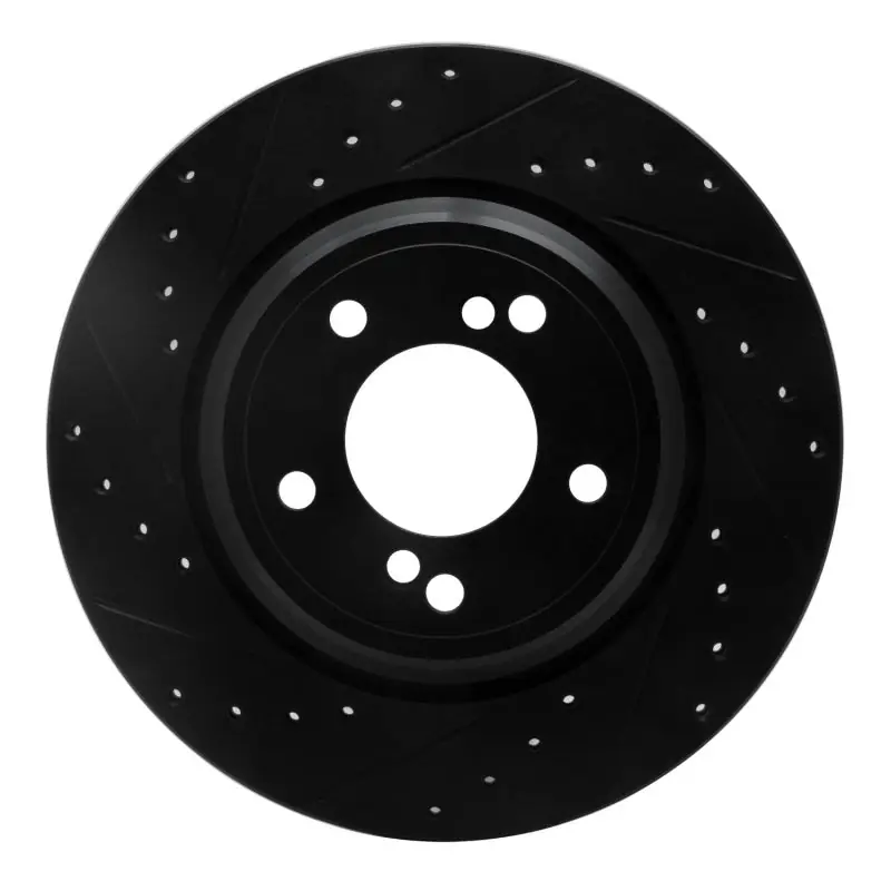 R1 00-06 BMW M5 Rear Left Drilled & Slotted Black Brake Rotor