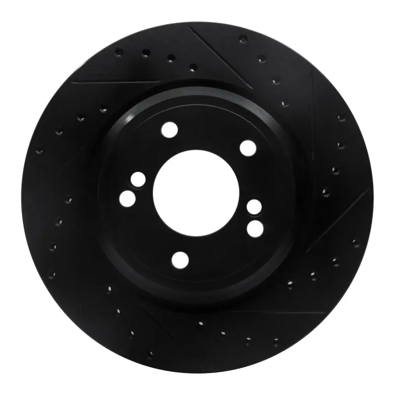 R1 00-06 BMW M3 Rear Right Drilled & Slotted Black Brake Rotor