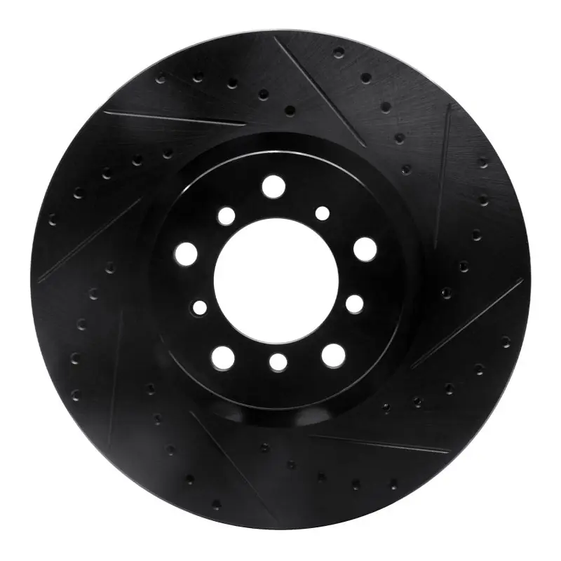 R1 00-03 BMW M5 Left Front Drilled & Slotted Black Brake Rotor