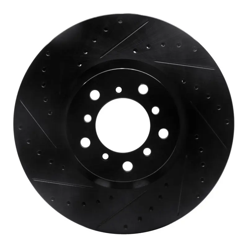 R1 00-03 BMW M5 Right Front Drilled & Slotted Black Brake Rotor