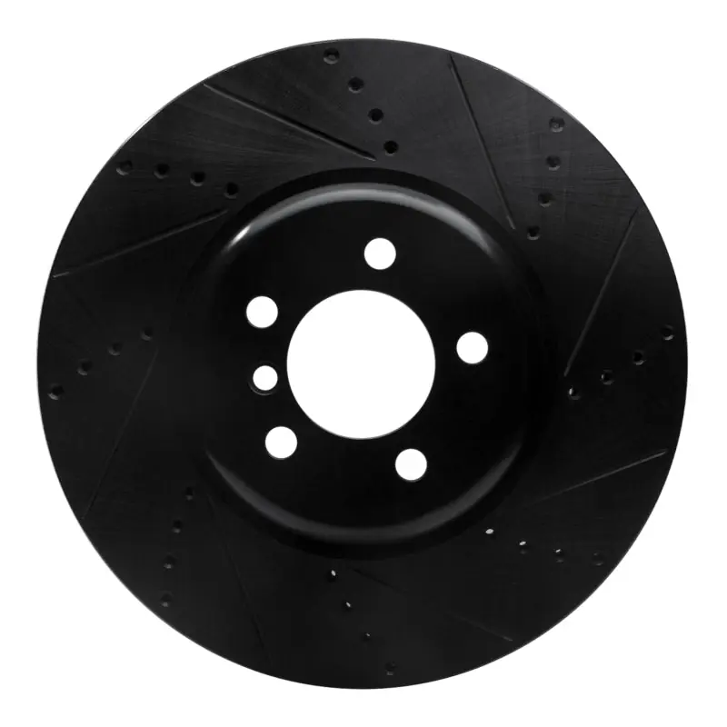R1 13-20 BMW 440I Coupe Front Right Drilled & Slotted Black Brake Rotor