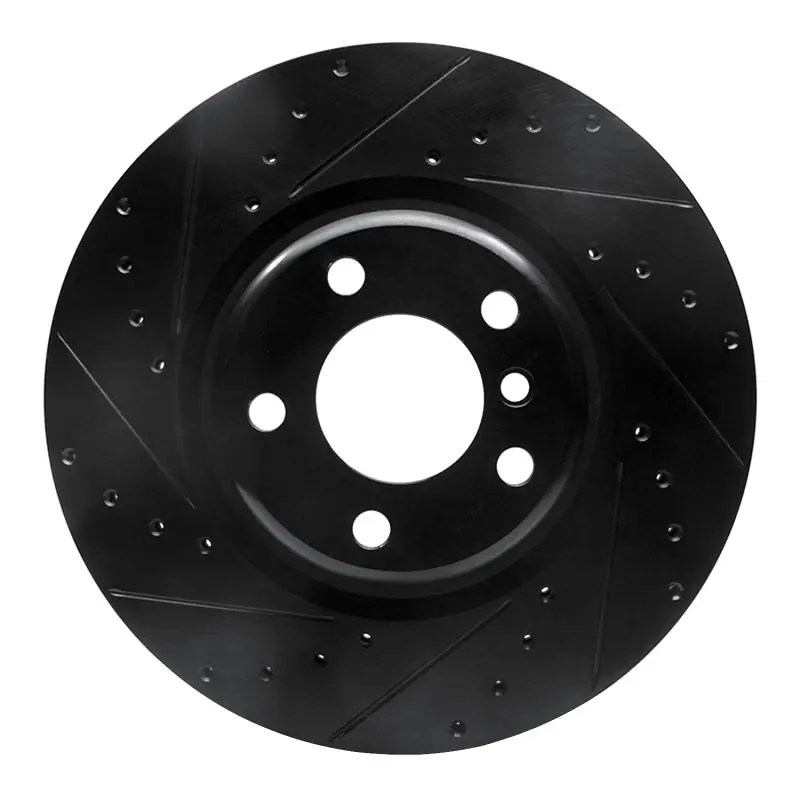R1 12-20 BMW M240I Coupe & Convertible Rear Left Drilled & Slotted Black Brake Rotor