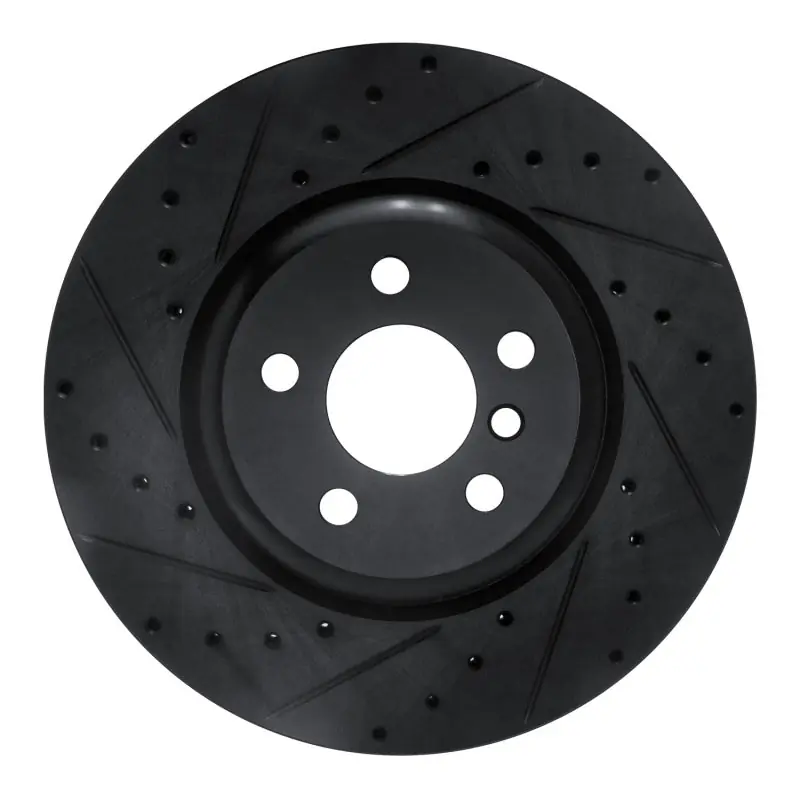 R1 16-25 BMW 430I Rear Left Drilled & Slotted Black Brake Rotor