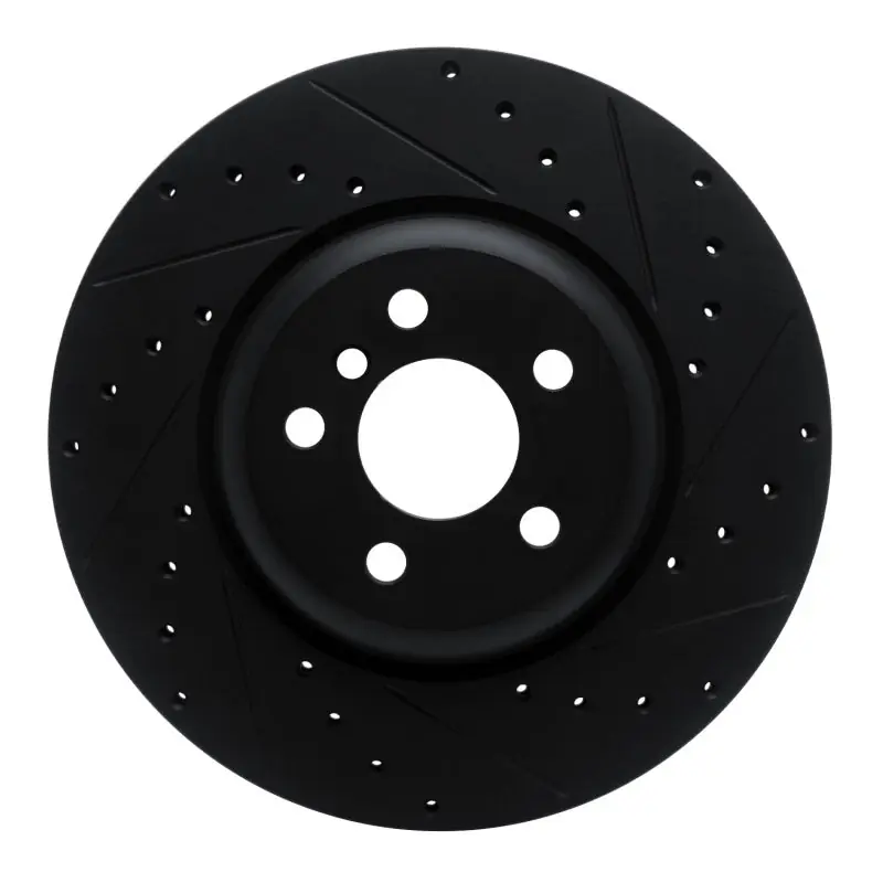 R1 16-25 BMW 330e Rear Right Drilled & Slotted Black Brake Rotor