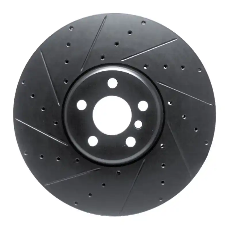 R1 16-25 BMW i5 Left Front Drilled & Slotted Black Brake Rotor