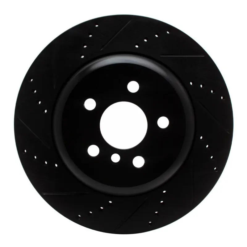 R1 17-25 BMW 430I Right Rear Drilled & Slotted Black Brake Rotor