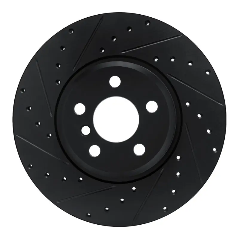 R1 18-25 BMW 430I xDrive Gran Coupe Front Left Drilled & Slotted Black Brake Rotor