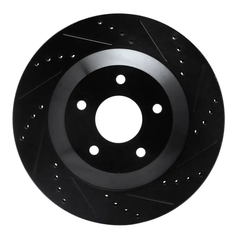 R1 97-09 Cadillac XLR Left Front Drilled & Slotted Black Brake Rotor